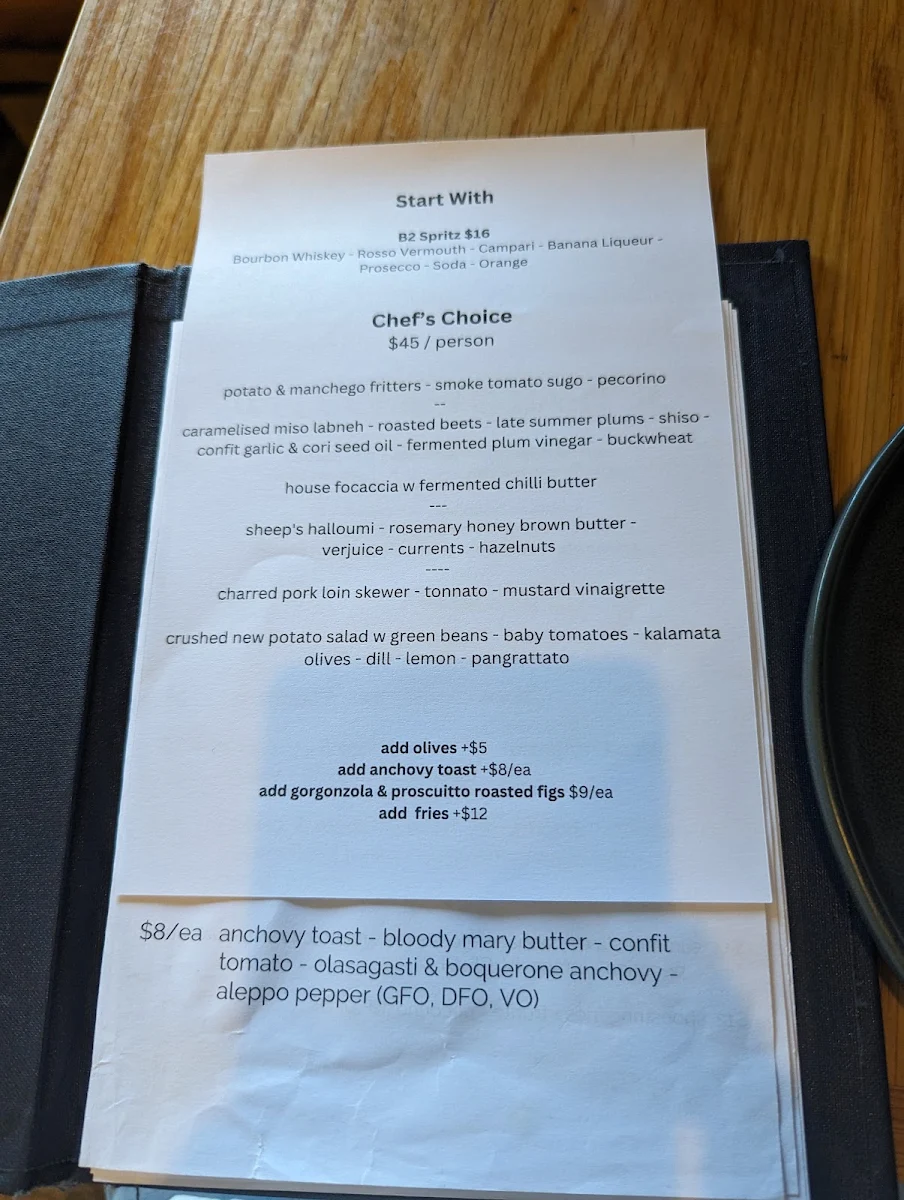 Menu, BART Jr.