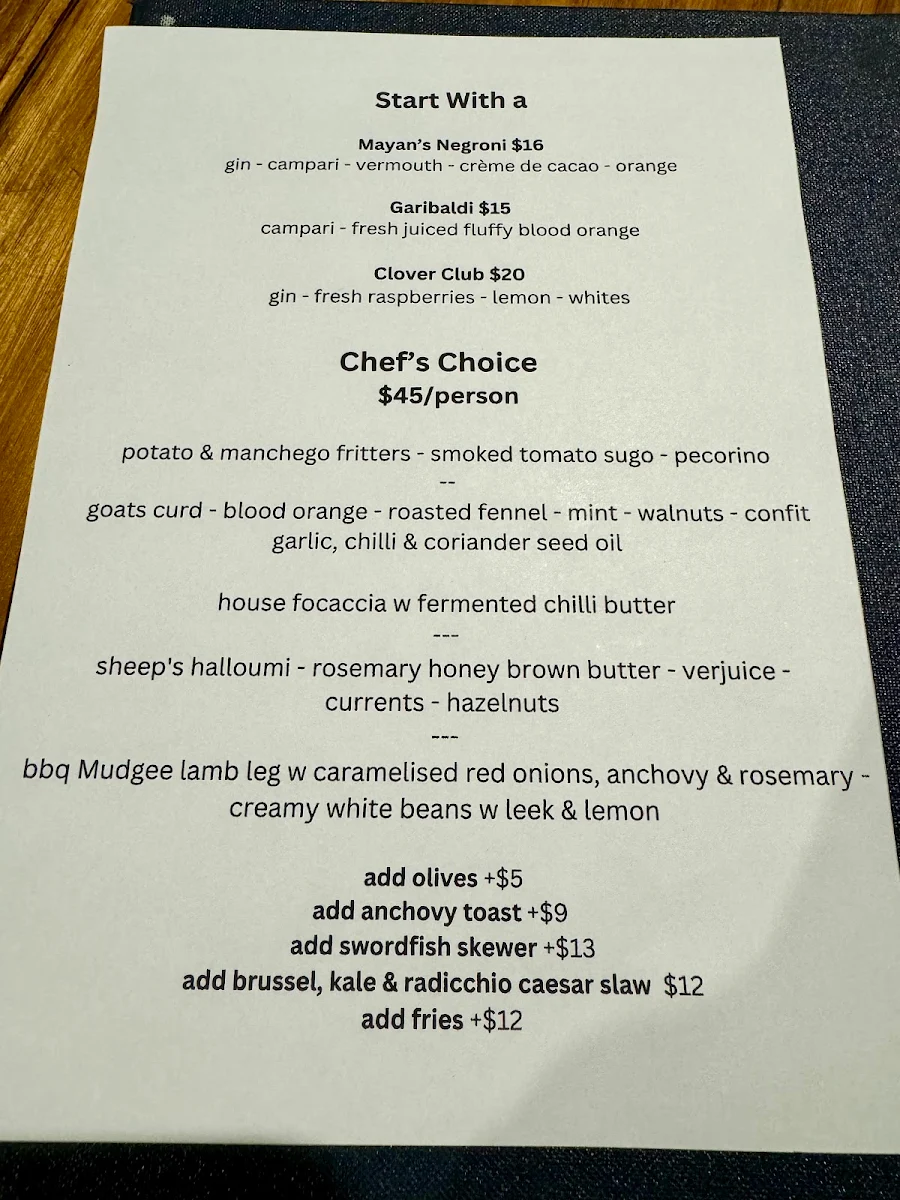Menu, BART Jr.