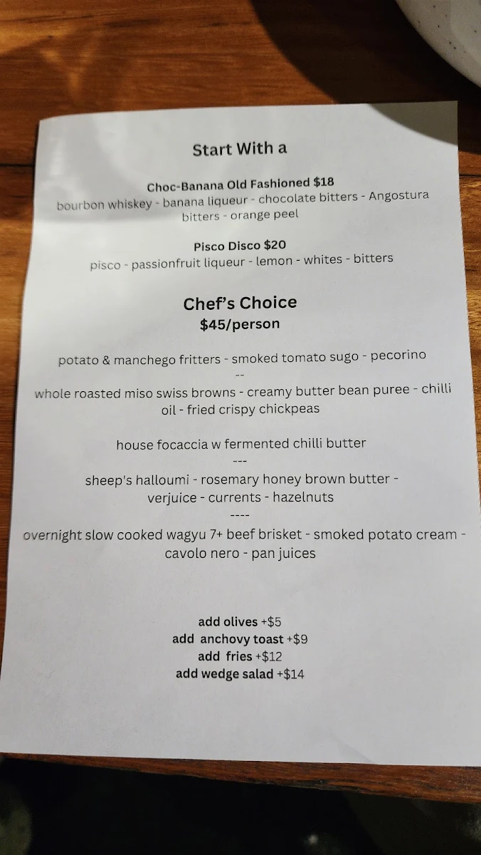 Menu, BART Jr.