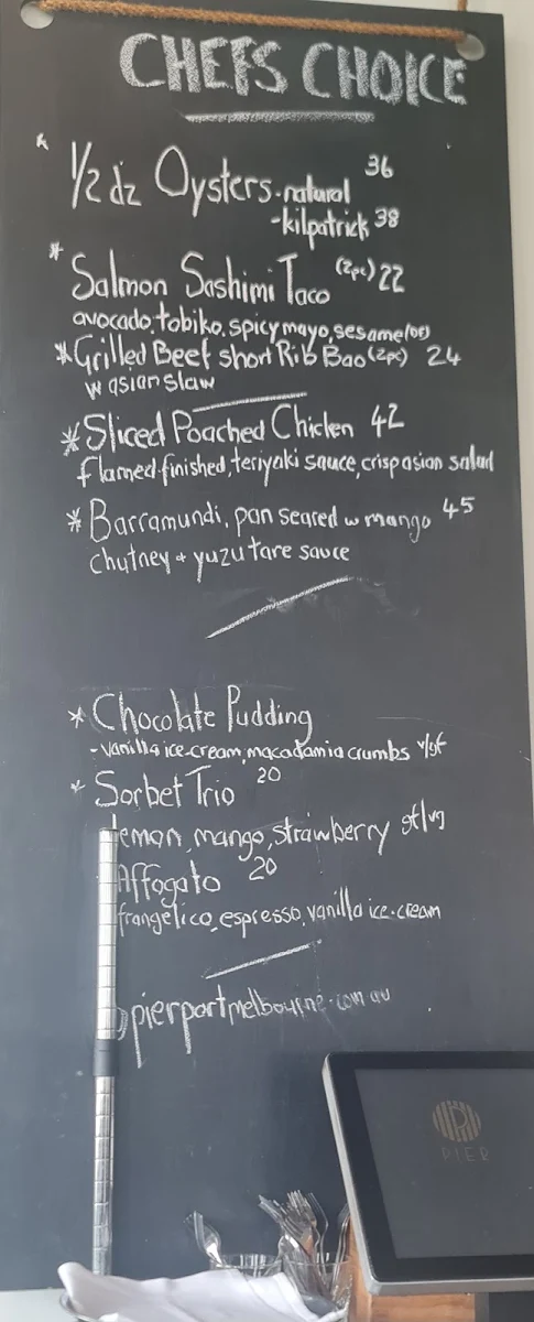 Menu, Pier Port Melbourne