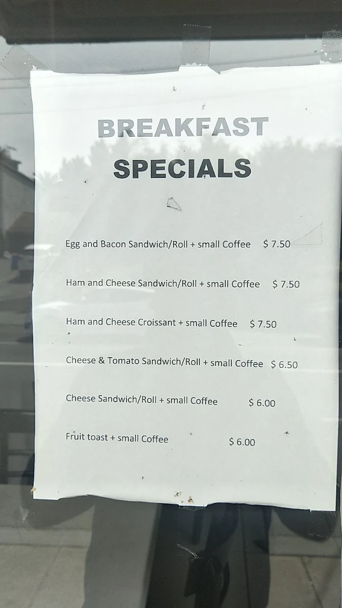 Menu, Tooronga Sandwich Cafe