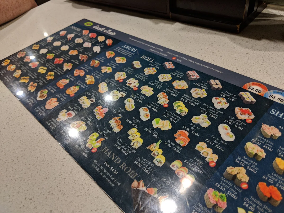 Menu, Sushi Train Indooroopilly junction