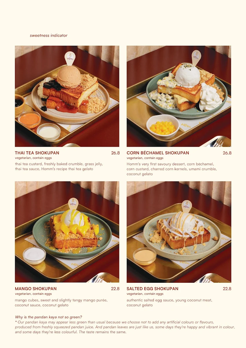 Menu, Homm Dessert QV