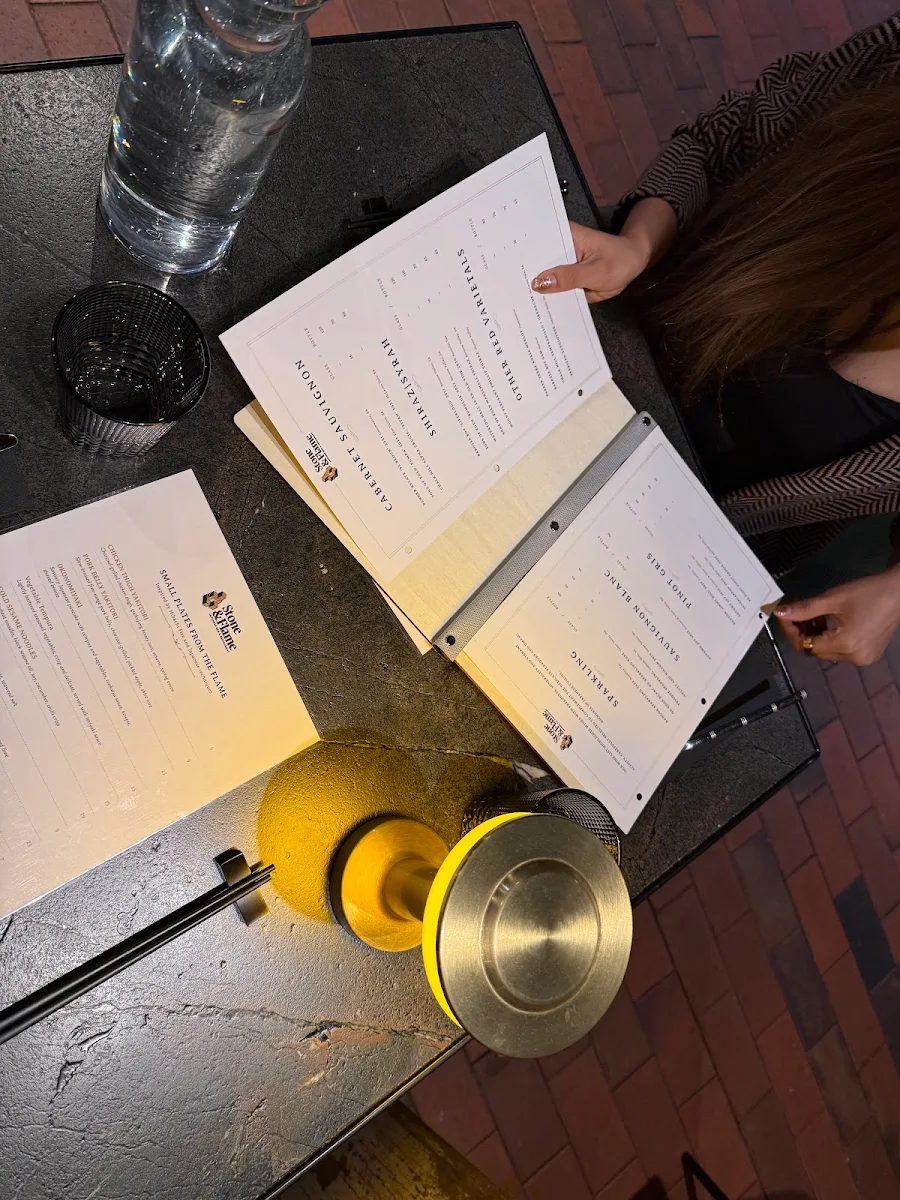 Menu, Stone & Flame