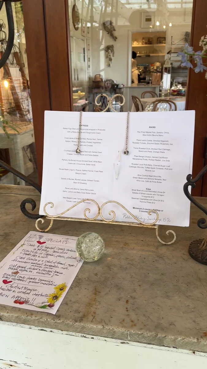 Menu, Bistro Molines