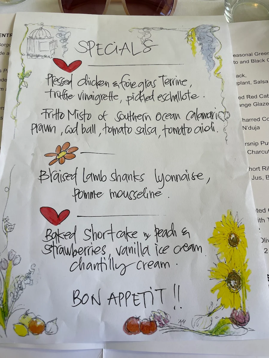 Menu, Bistro Molines