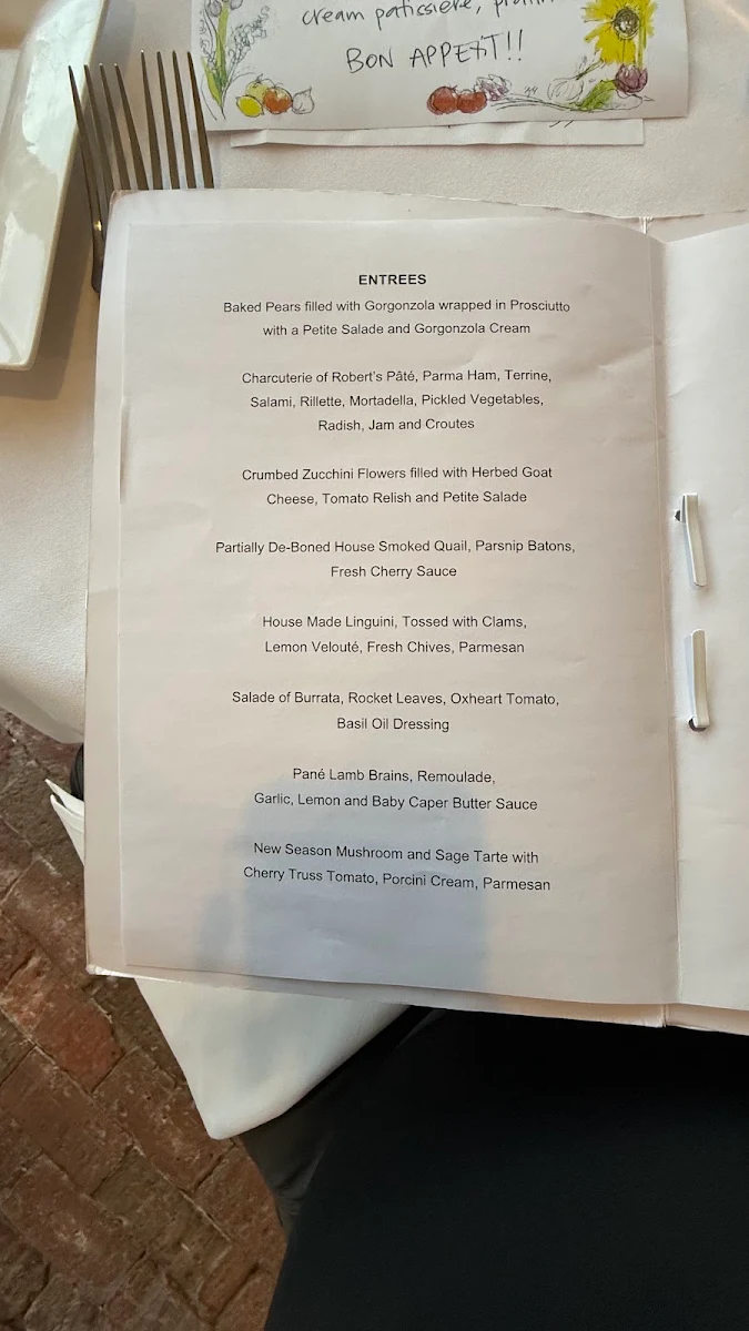 Menu, Bistro Molines