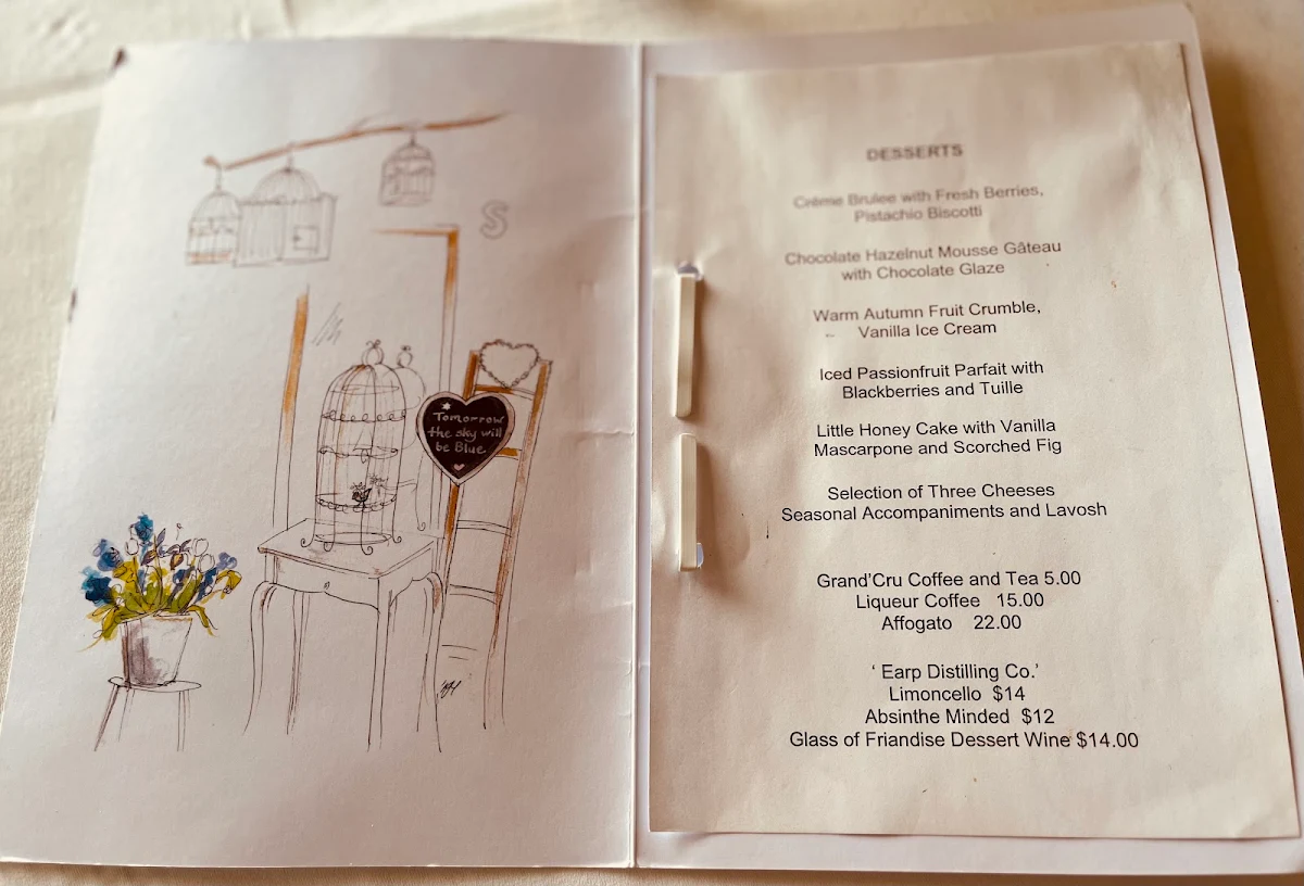 Menu, Bistro Molines