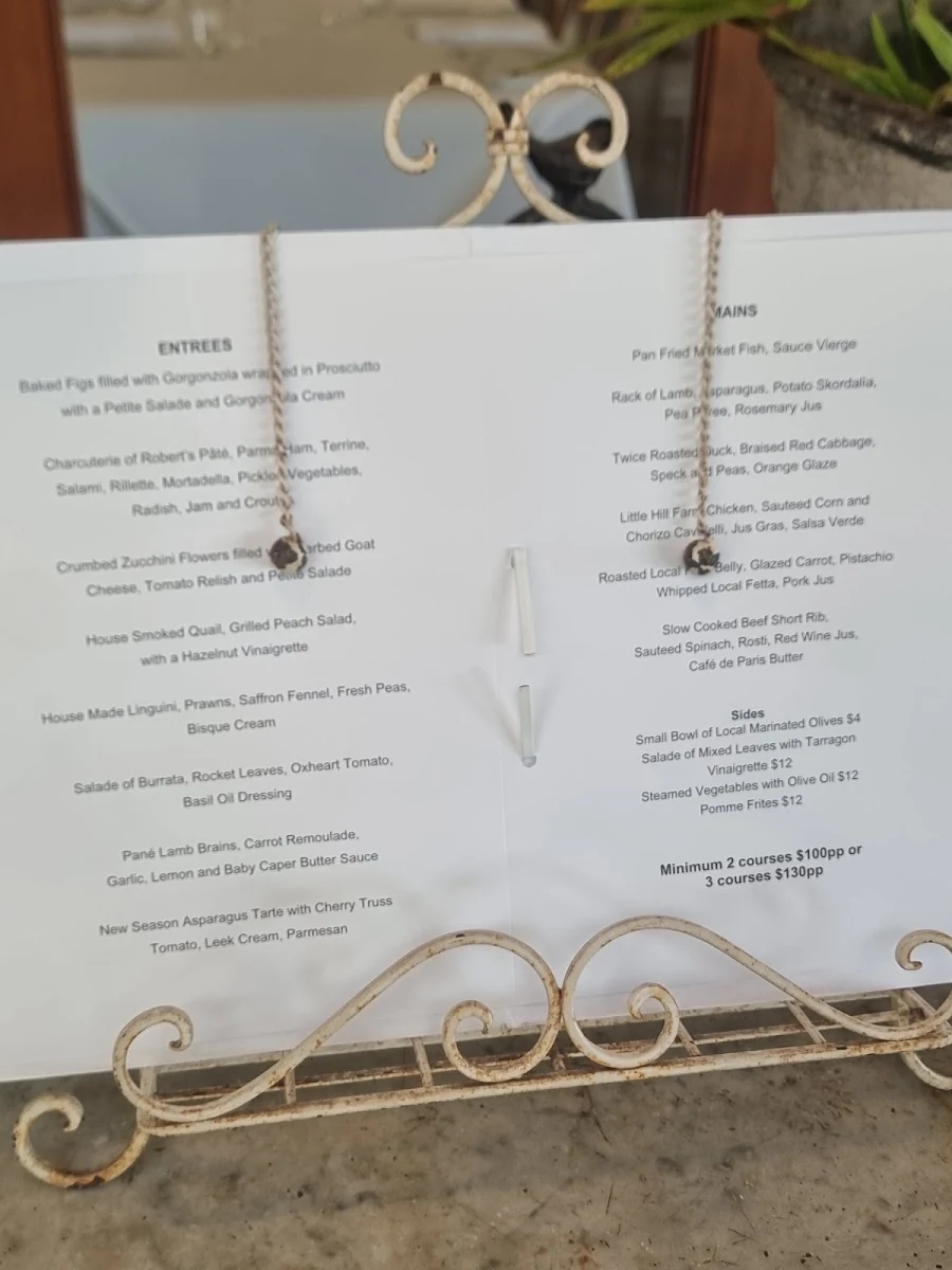 Menu, Bistro Molines