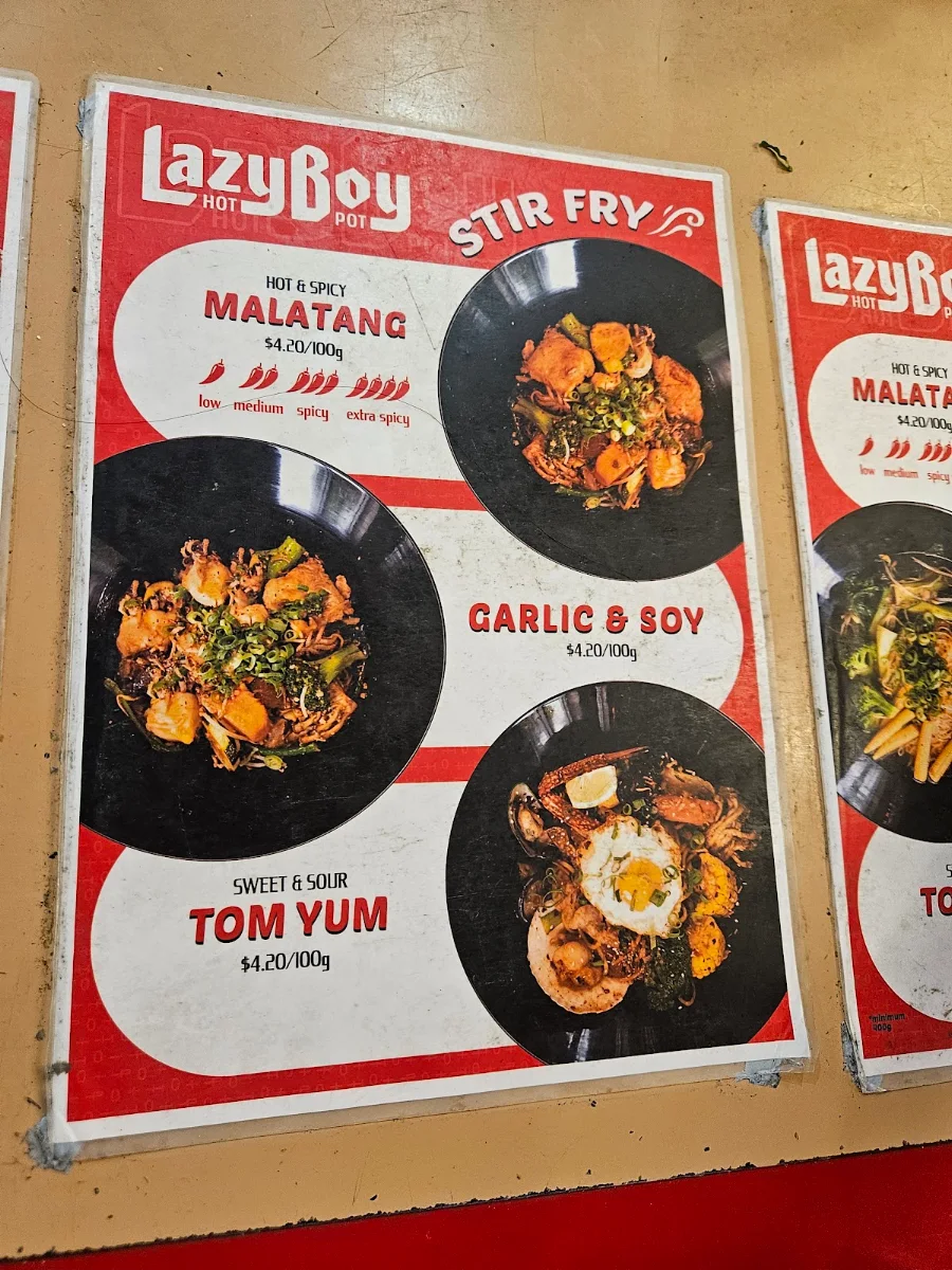 Menu, Lazy Boy Hot Pot