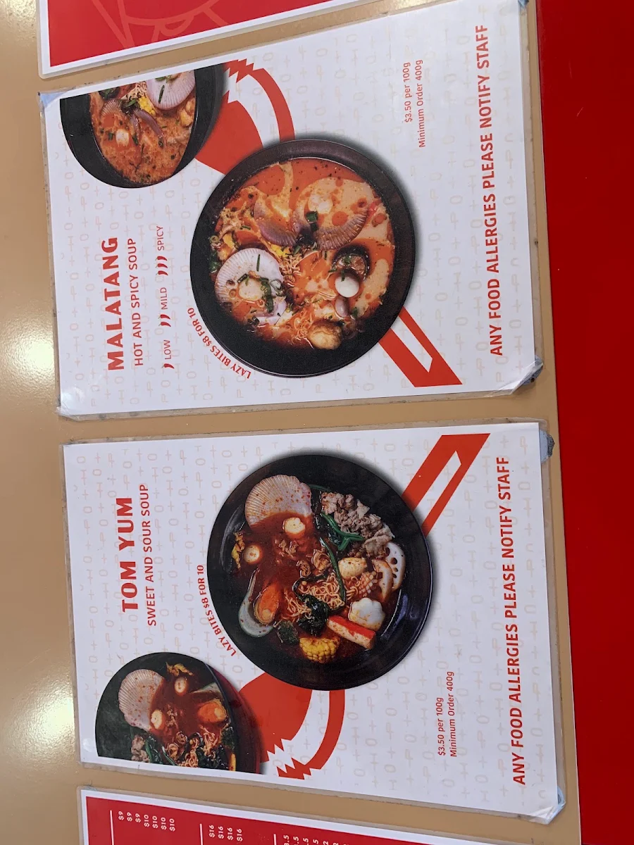 Menu, Lazy Boy Hot Pot