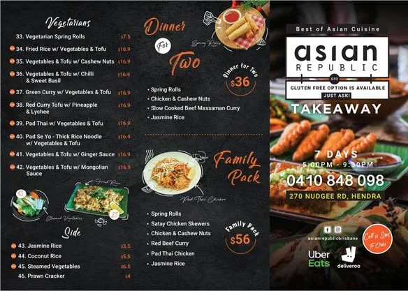 Menu, Asian Republic