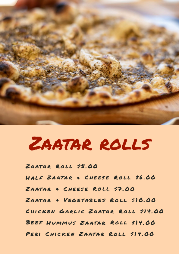 Menu, THE KEBAB CONCORD