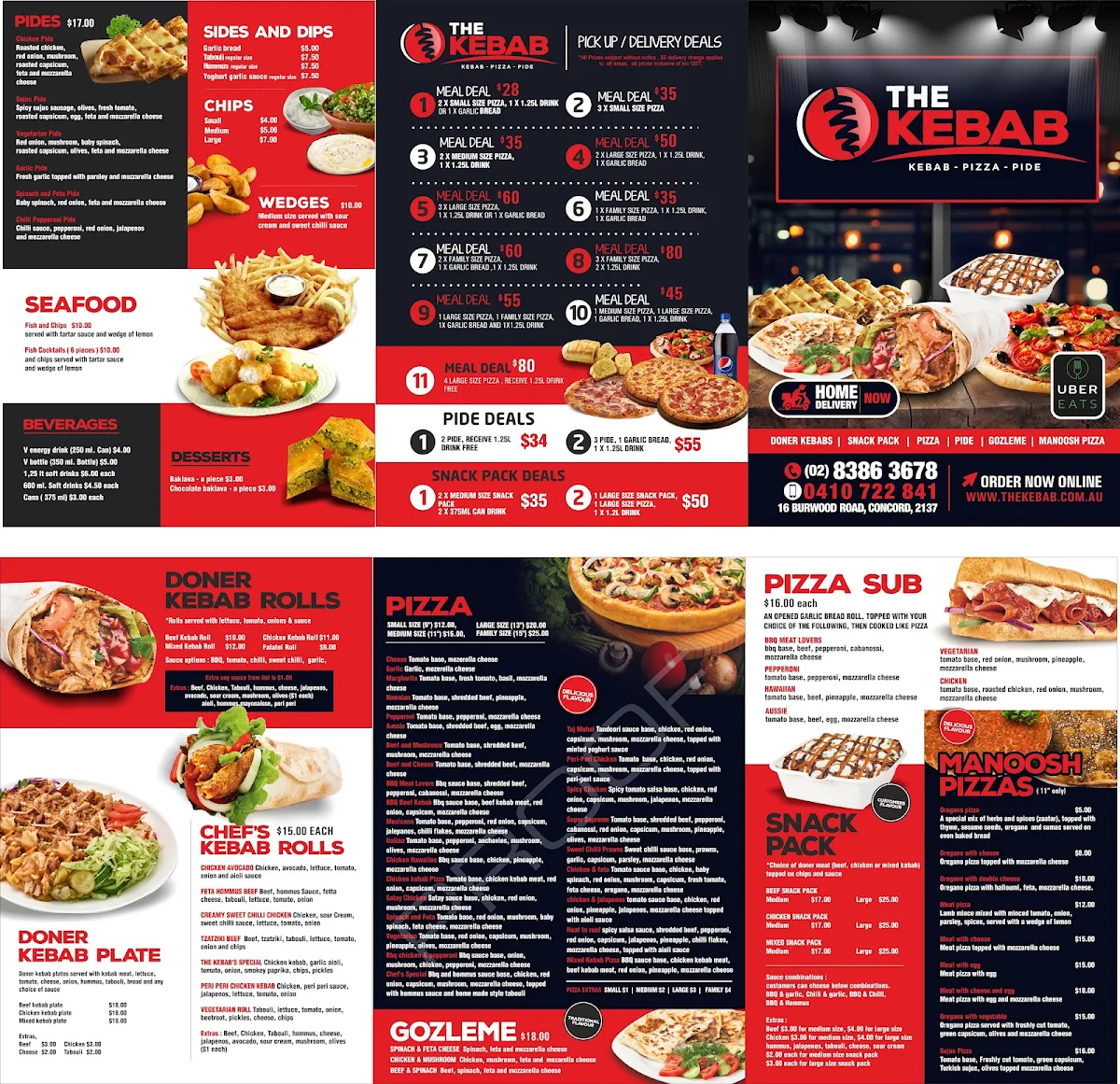Menu, THE KEBAB CONCORD