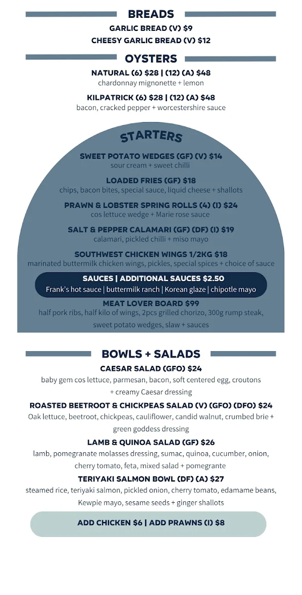Menu, The Salamander Hotel