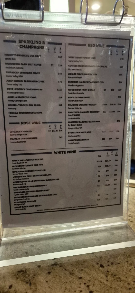Menu, The Salamander Hotel