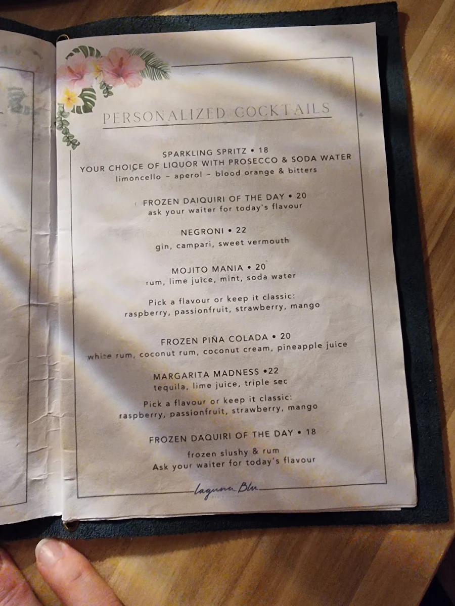 Menu, The Salamander Hotel