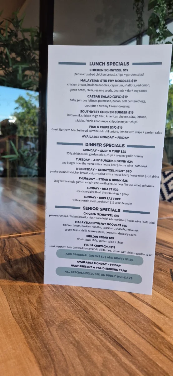 Menu, The Salamander Hotel