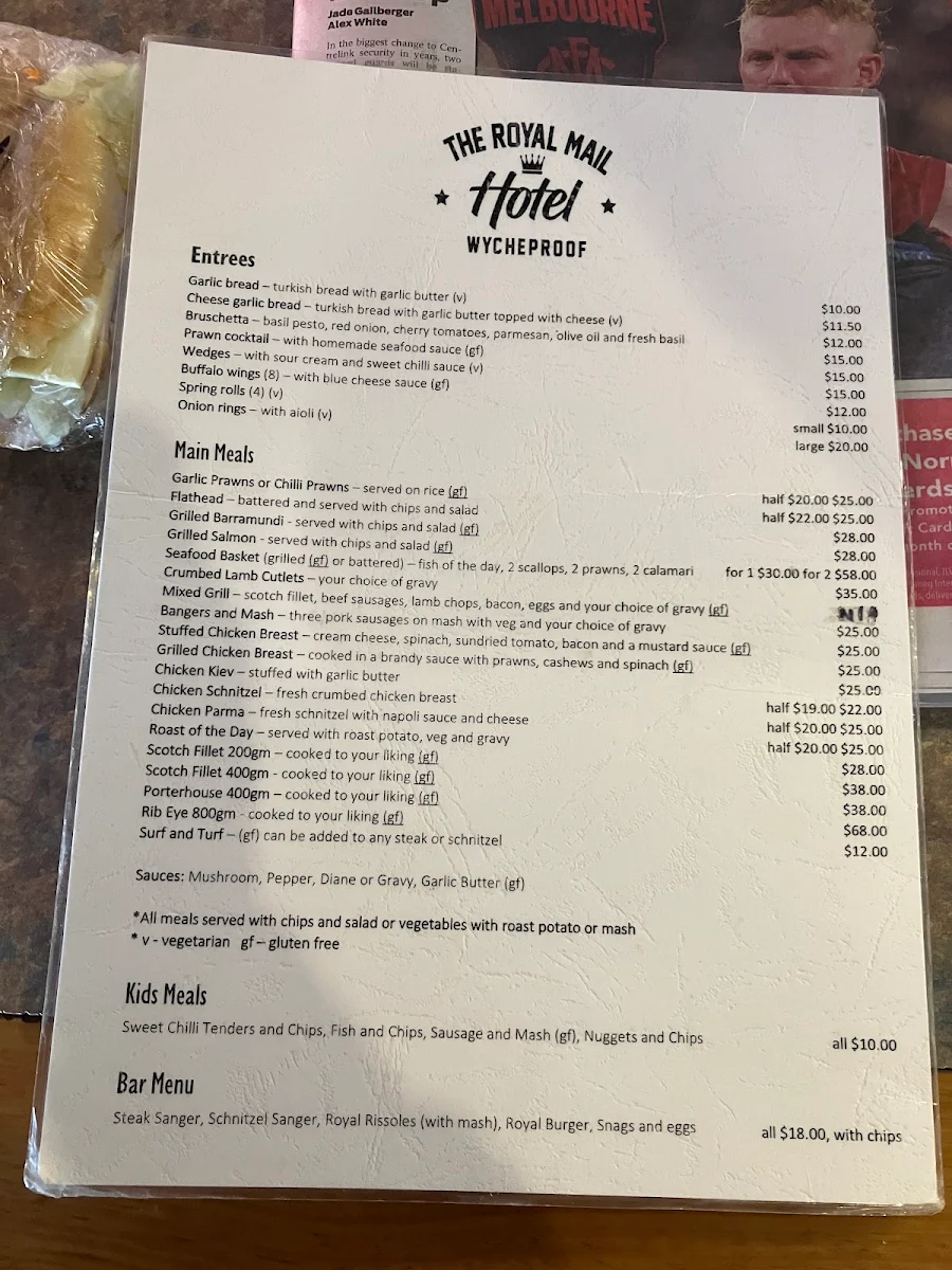 Menu, The Royal Mail Cafe