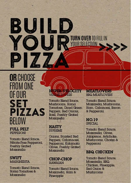 Menu, Pizza Pasta Please