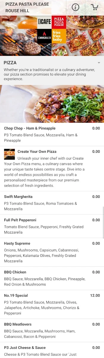 Menu, Pizza Pasta Please
