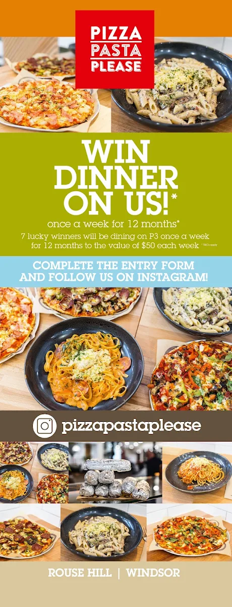 Menu, Pizza Pasta Please