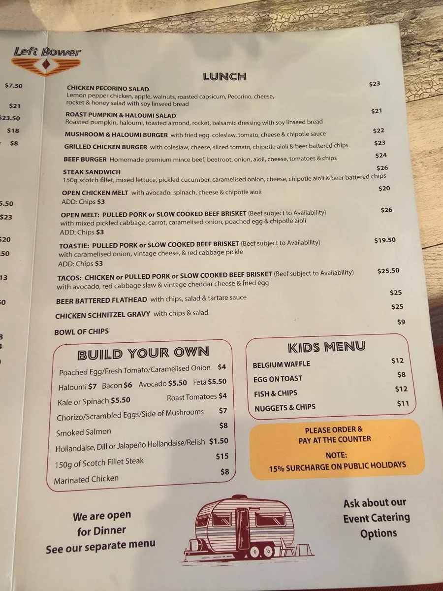 Menu, Left Bower