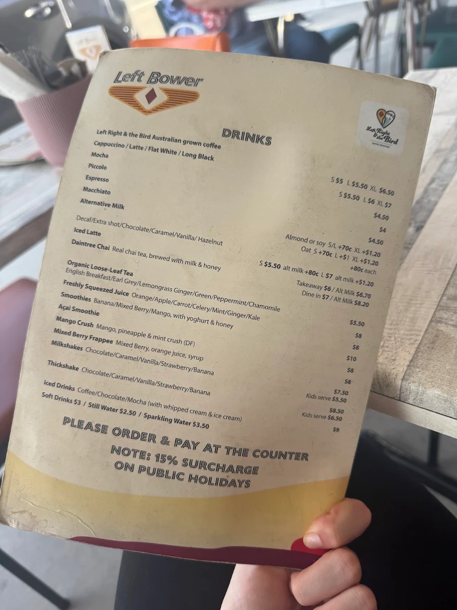 Menu, Left Bower