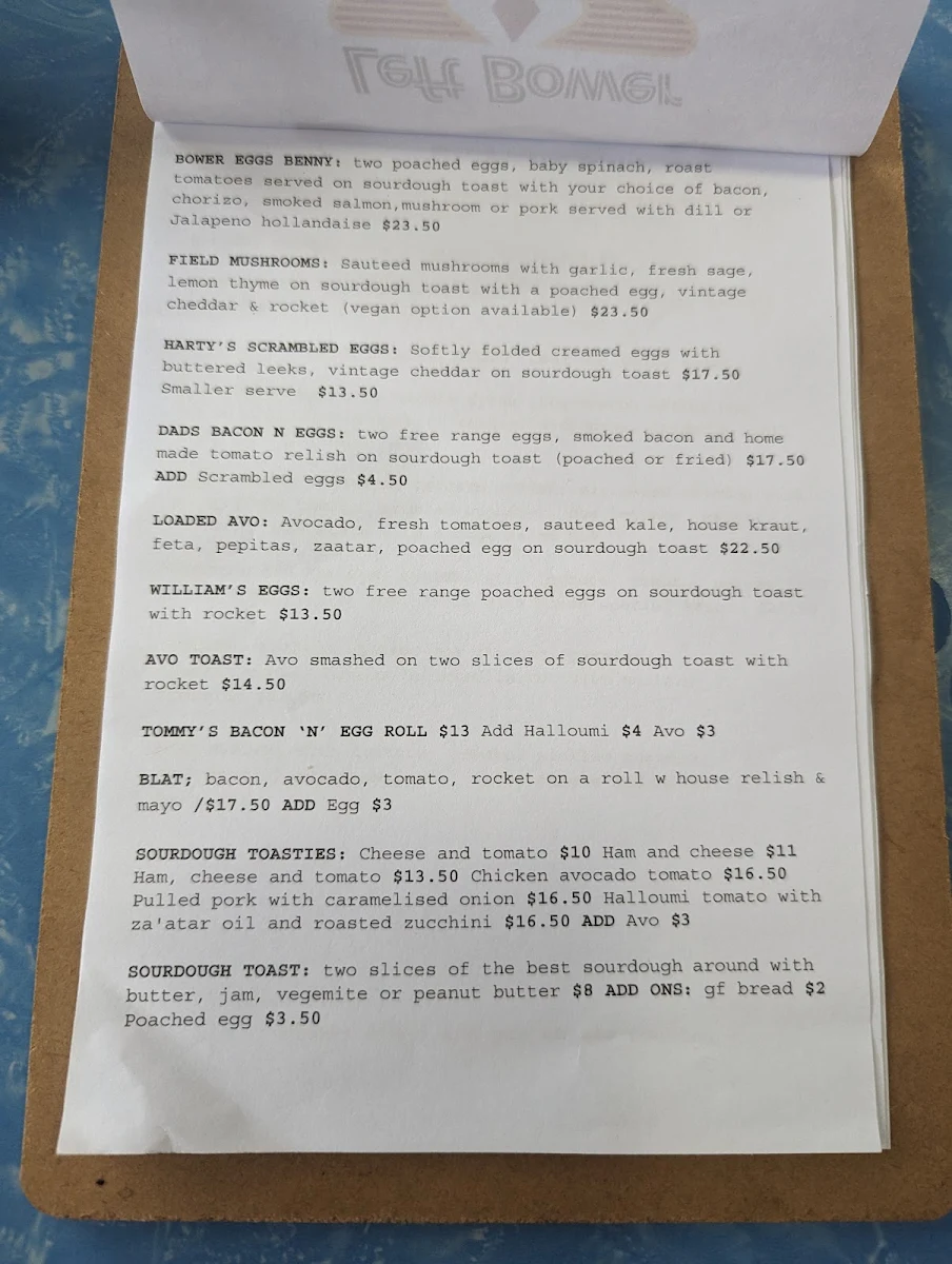 Menu, Left Bower