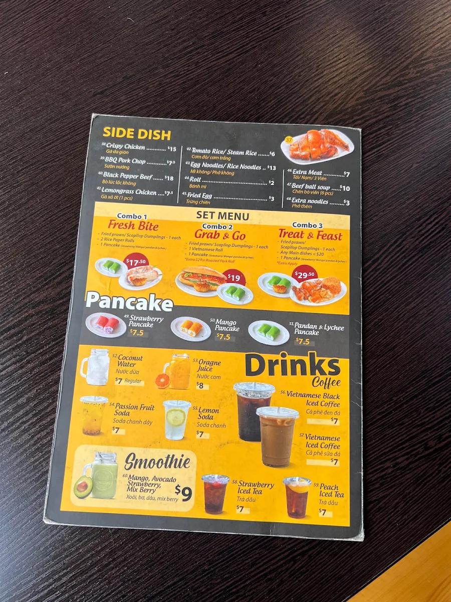Menu, Destination Vietnamese Cuisine