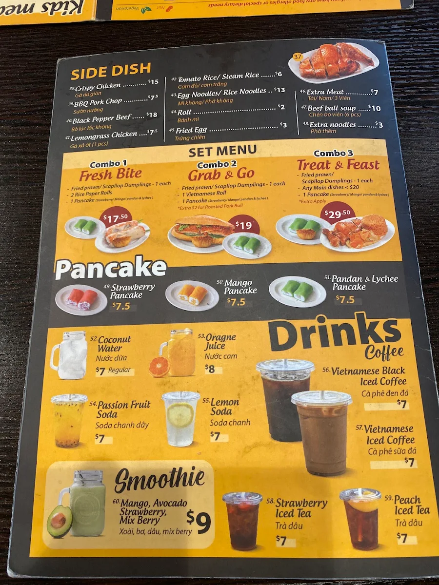 Menu, Destination Vietnamese Cuisine