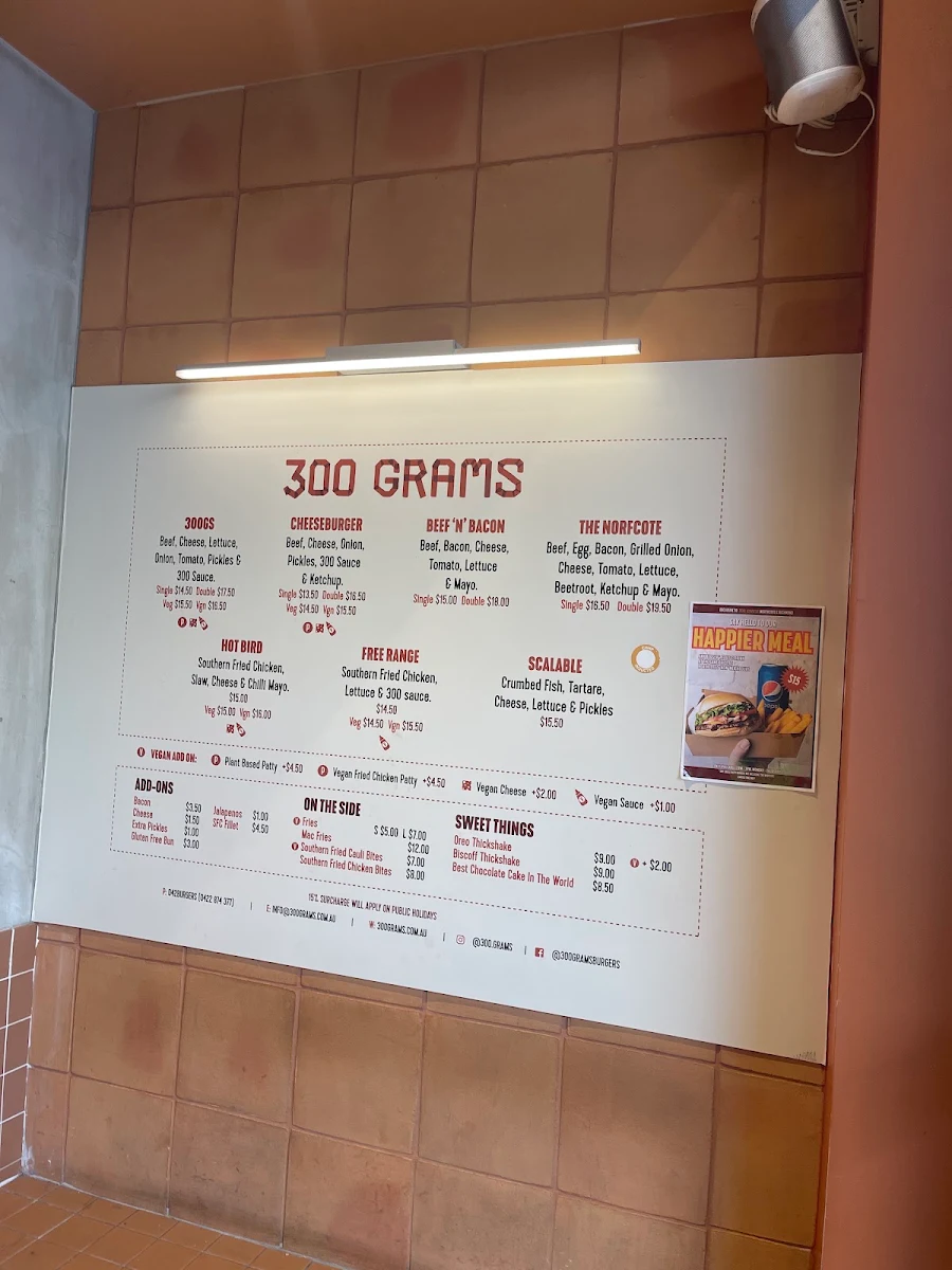 Menu, 300 Grams