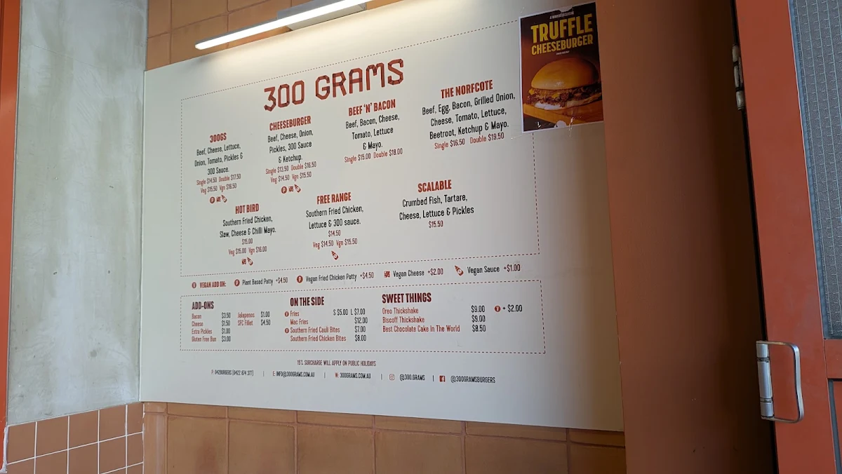 Menu, 300 Grams