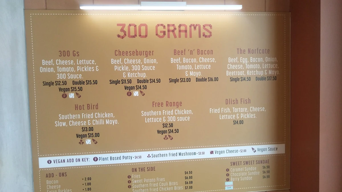 Menu, 300 Grams