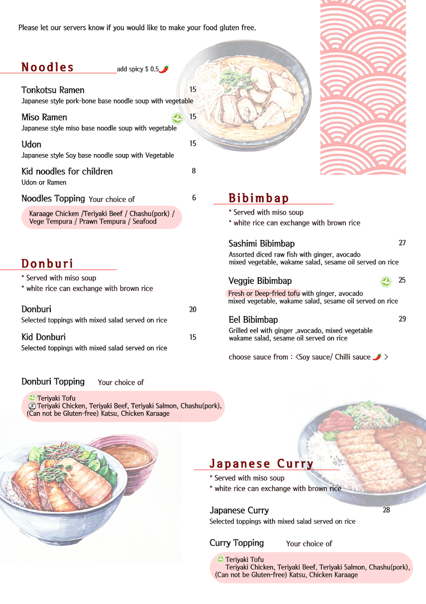 Menu, Rakuen Sushi