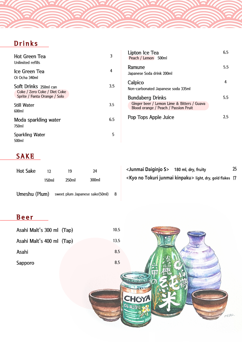 Menu, Rakuen Sushi