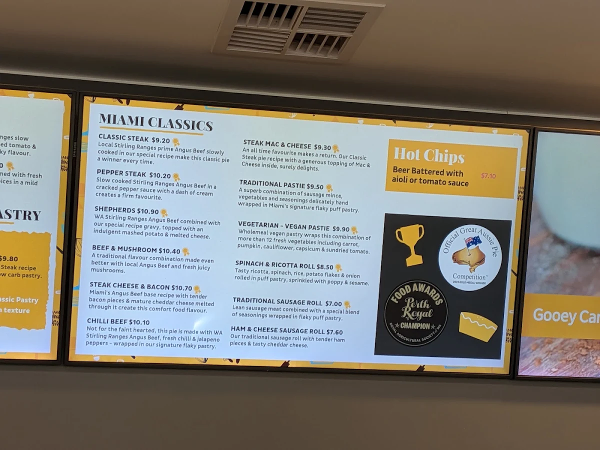 Menu, Miami Bakehouse Myalup