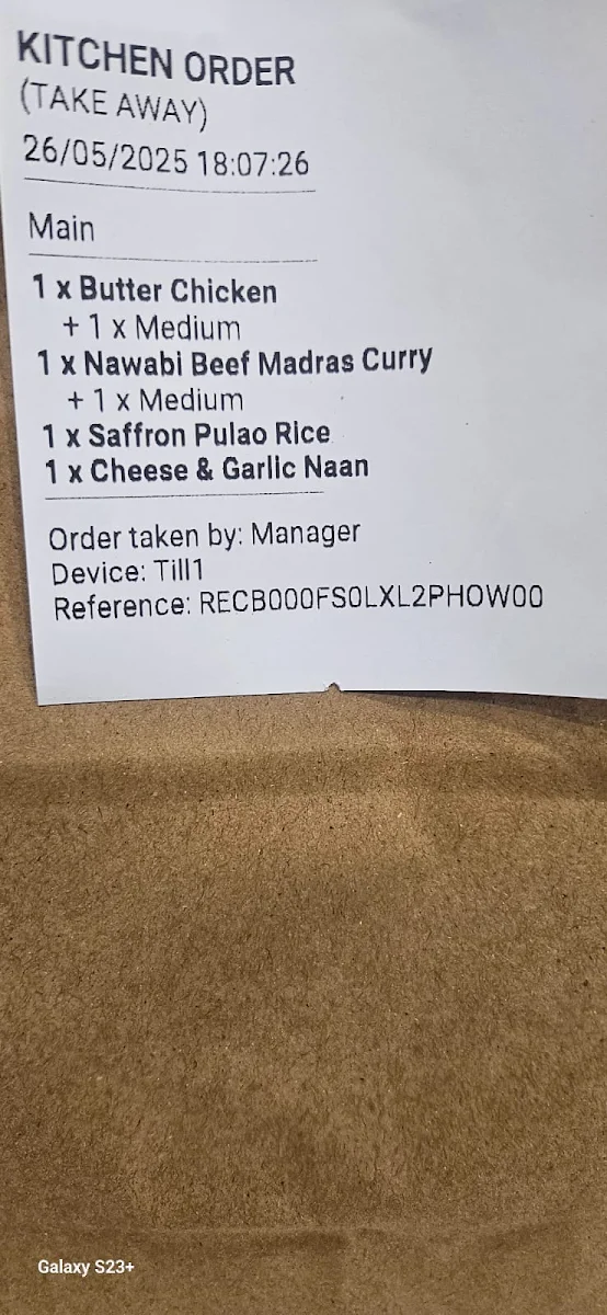 Menu, Panchayat Indian Restaurant