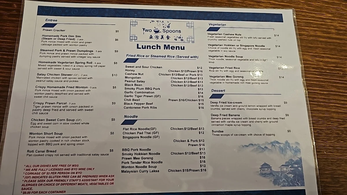 Menu, Two Spoons