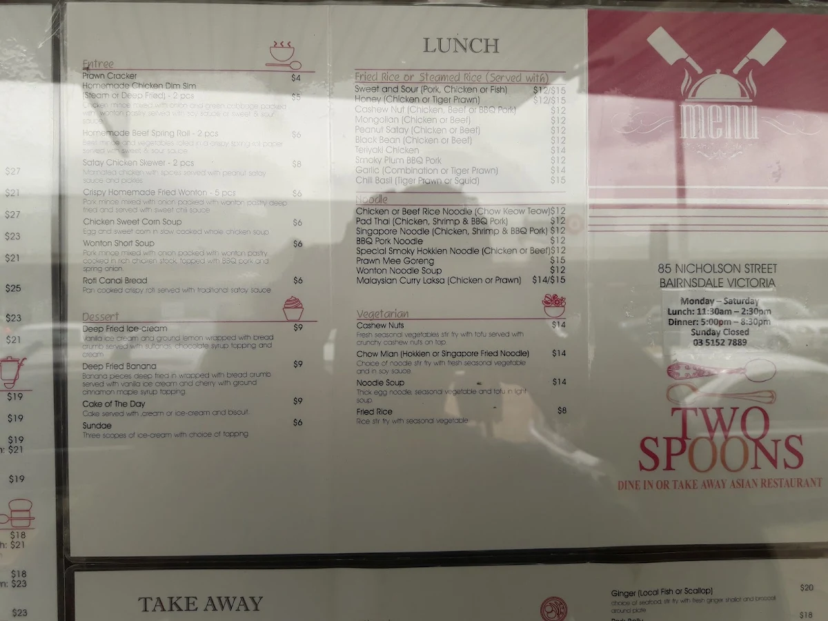 Menu, Two Spoons
