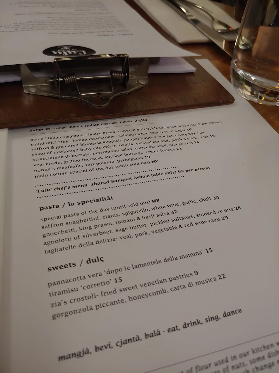 Menu, Lulu La Delizia