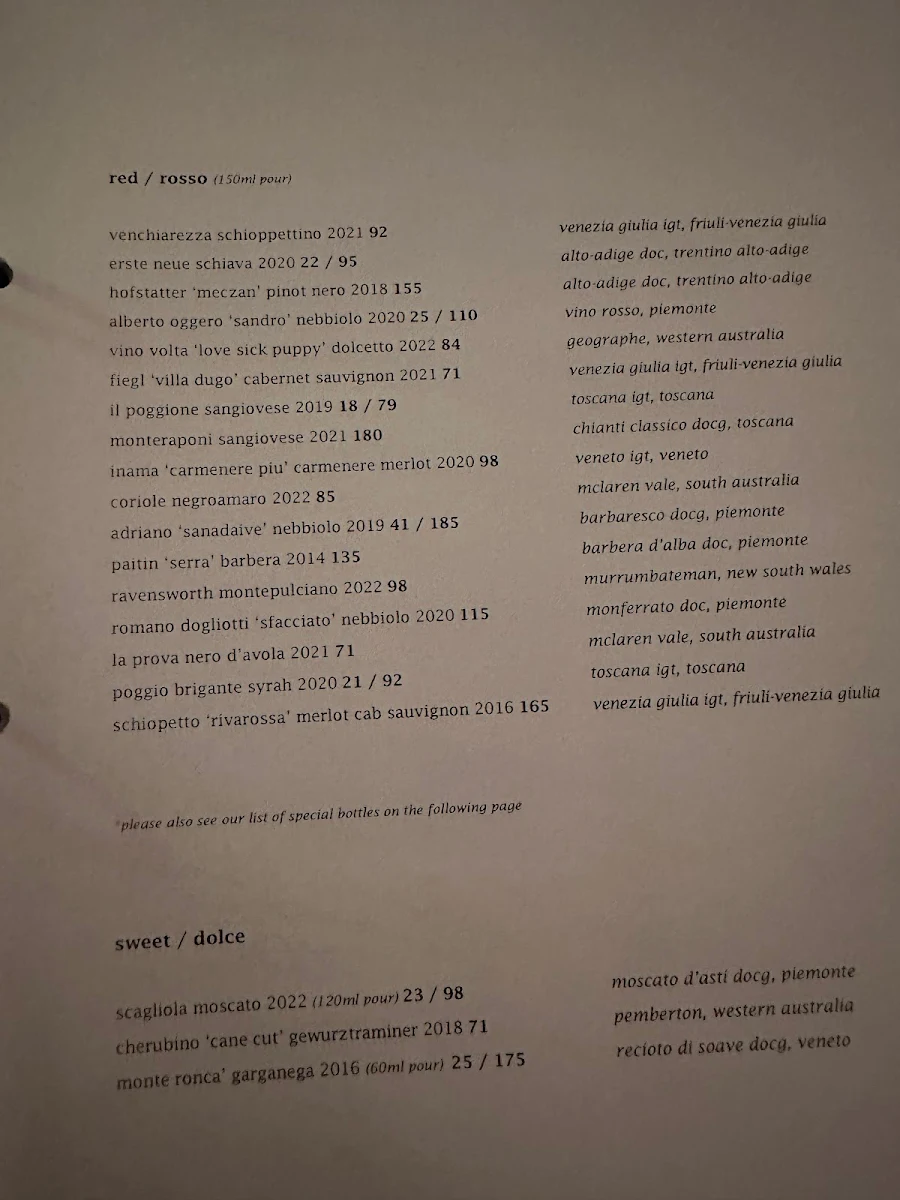 Menu, Lulu La Delizia