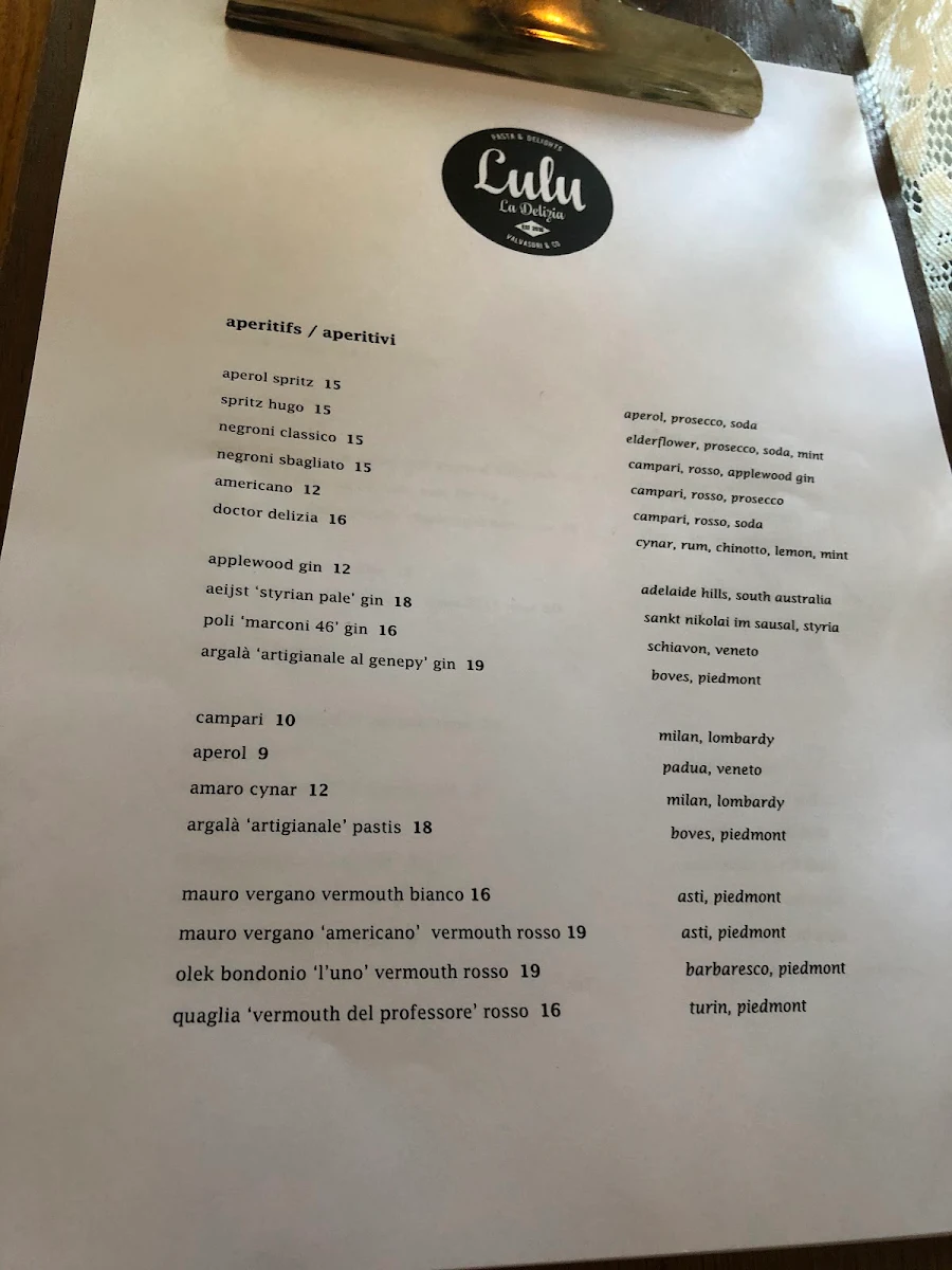 Menu, Lulu La Delizia