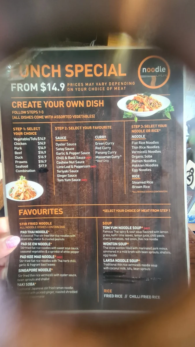 Menu, Noodle Inn Asian Fusion