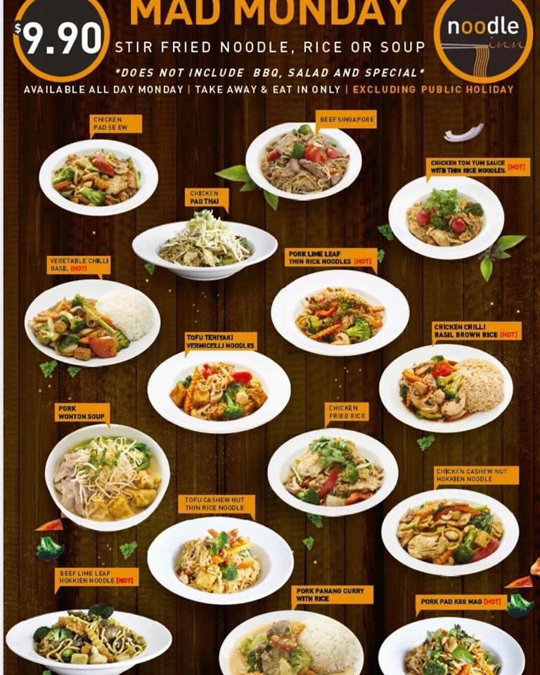 Menu, Noodle Inn Asian Fusion