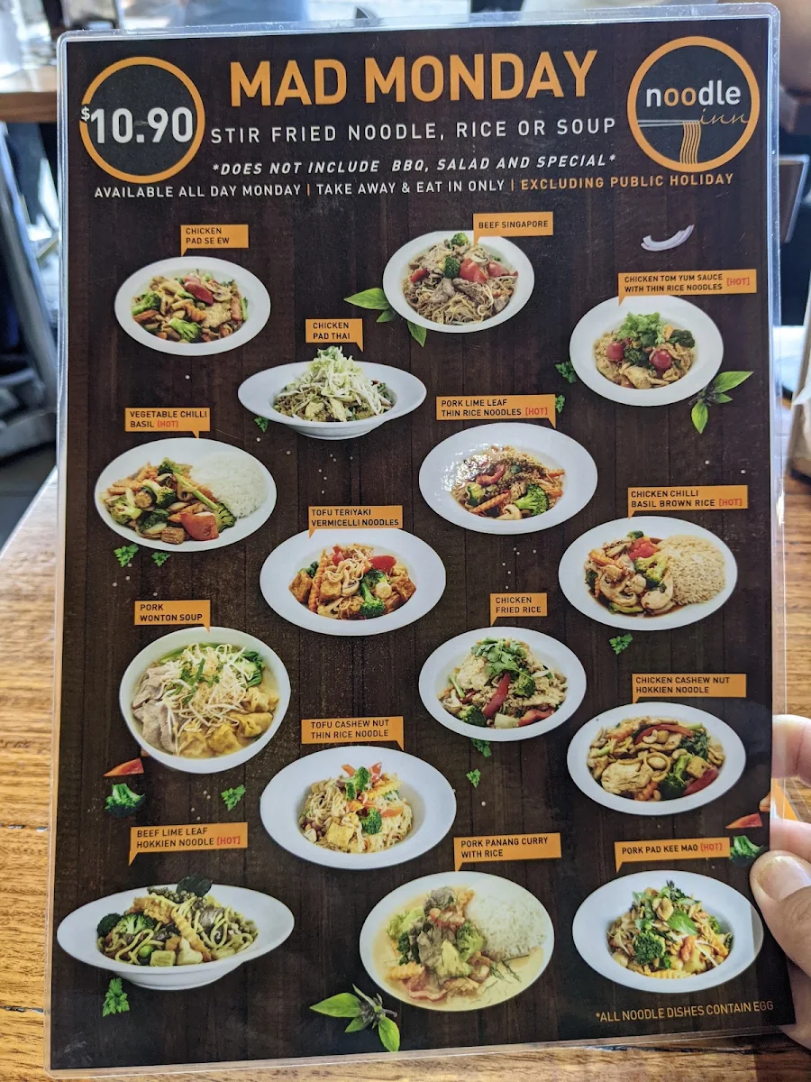 Menu, Noodle Inn Asian Fusion