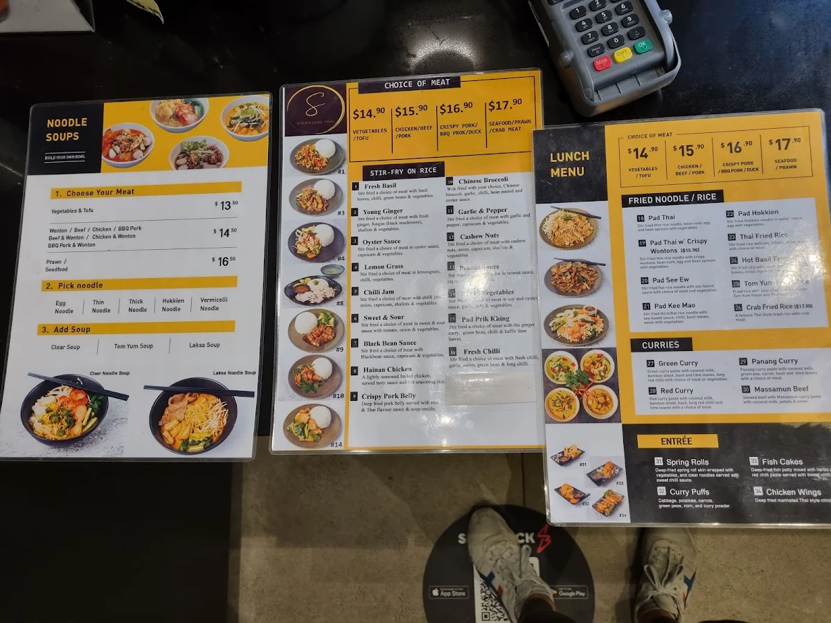 Menu, Sixnature Thai