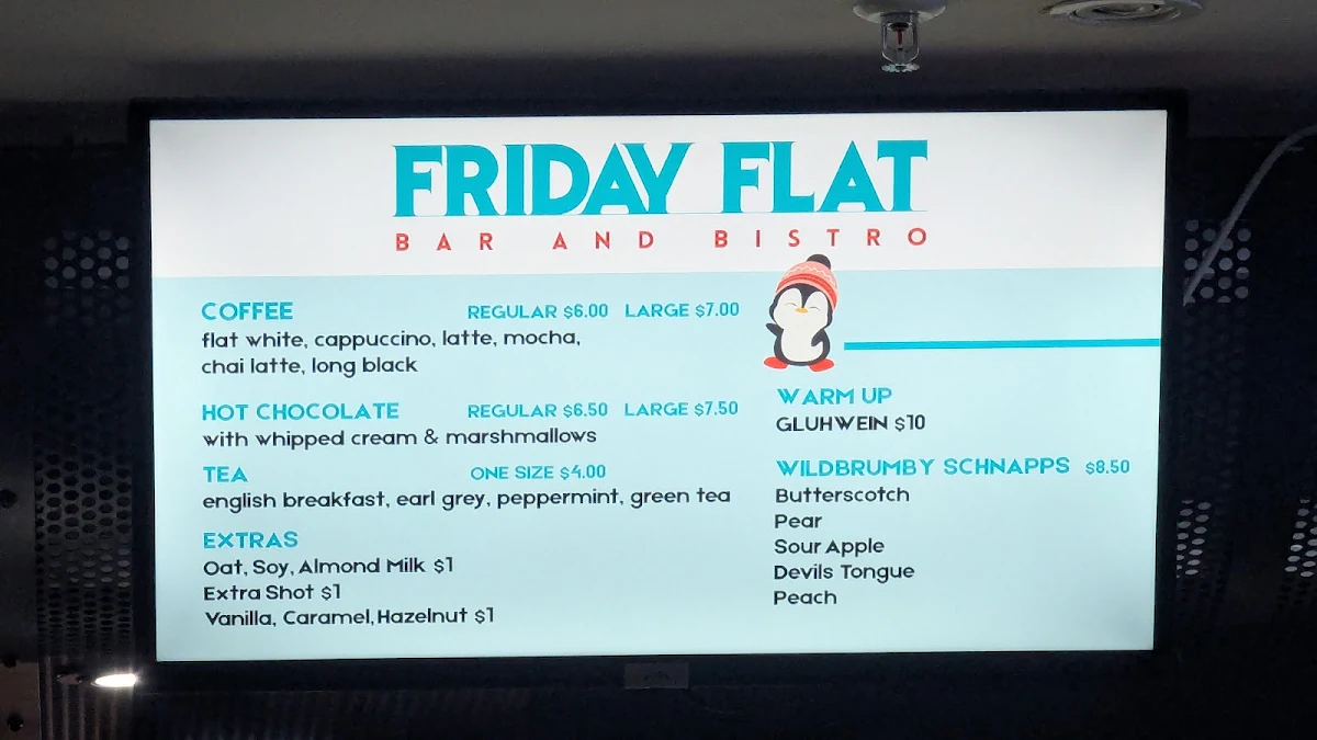 Menu, Friday Flat, Bar & Bistro