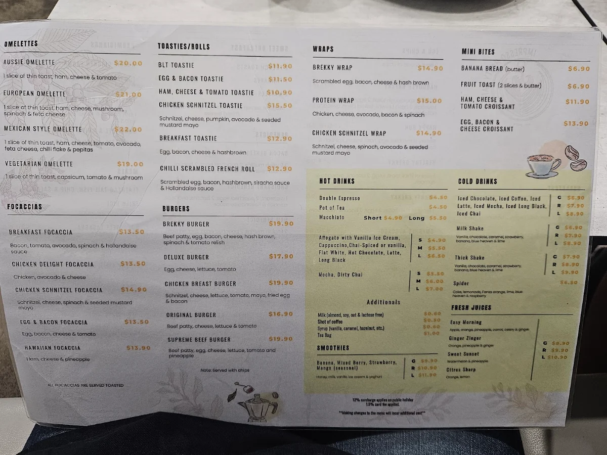 Menu, ImpressoHastyCafe