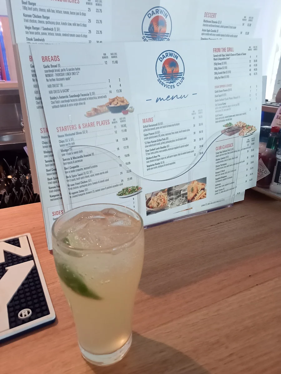 Menu, Darwin Services Club